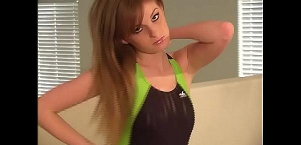 Faye Reagan SOLO Teen Skin Tight YINGFA One Piece Racing Swimsuit Back from Swim Class Bratty Girl JOI! “I bet you are! You are stuck with your hand!”